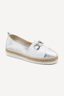 Espadrile din piele naturală ART-2610-argintiu-alb