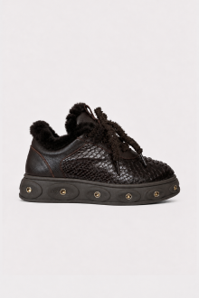 Pantofi sport din piele ESL-2766-maro