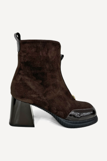 Botine din piele întoarsă cu toc mediu ADL-3330-26-maro