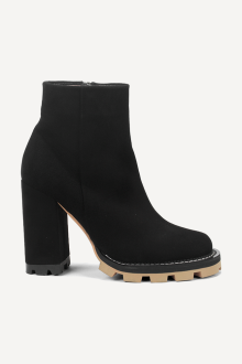 Botine din piele întoarsă cu toc înalt ADL-671-26-negru
