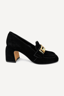 Pantofi cu toc mediu din piele întoarsă ADL-700-27-negru