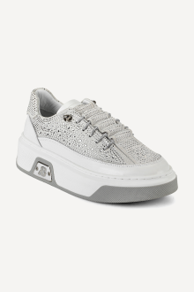 Pantofi sport din piele și piele întoarsă ARG-25518-alb