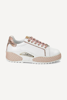 Pantofi sport din piele naturală ARG-26066-alb-roz