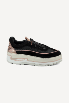 Pantofi sport din piele și piele întoarsă ARG-26500-negru-roz