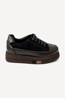 Pantofi sport din piele cu imprimeu ARG-2742-negru
