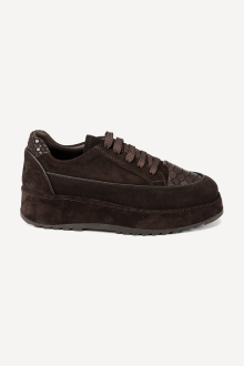 Pantofi sport din piele întoarsă cu imprimeu ARG-2742-maro