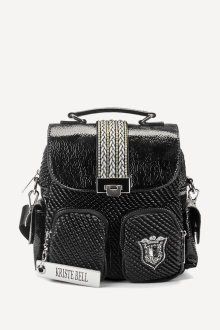 Rucsac din imitație de piele și piele lăcuită KB-27109-negru