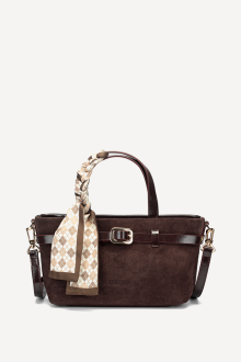 Geantă din imitație de piele întoarsă KB-7456-maro