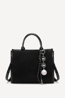 Geantă din imitație de piele întoarsă KB-7458-negru