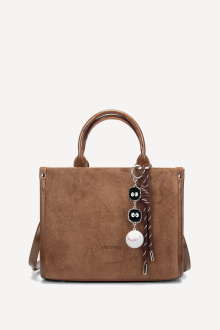 Geantă din imitație de piele întoarsă KB-7458-maro-deschis