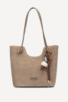 Geantă din imitație de piele întoarsă KB-7459-bej