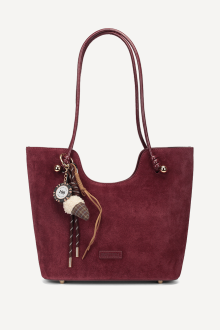 Geantă din imitație de piele întoarsă KB-7459-burgundia