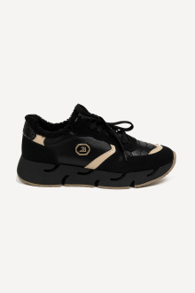Pantofi sport din piele întoarsă și piele MGZ-253-9036-negru
