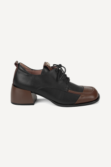 Pantofi din piele cu șireturi MGZ-378-5075-maro-negru
