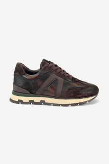 Pantofi sport din piele și piele întoarsă MGZ-393-876-maro-verde