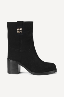 Botine din piele întoarsă cu toc mediu MGZ-434-1394-negru