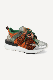 Pantofi sport din piele și textil MGZ-85-3750-portocaliu