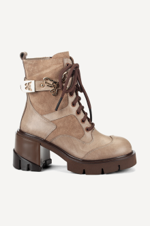 Botine din piele și piele întoarsă MGZ-90-10407-bej-maro