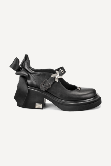 Pantofi din piele cu toc mediu MGZ-90-10411-negru