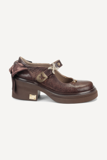 Pantofi din piele cu toc mediu MGZ-90-10411-maro