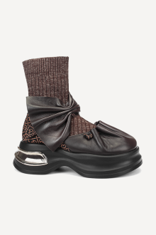 Botine din piele și textil MGZ-90-10415-maro