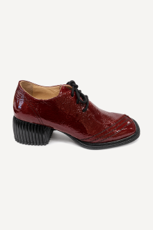 Pantofi cu toc mediu din piele lăcuită MGZ-90-308-bordeaux