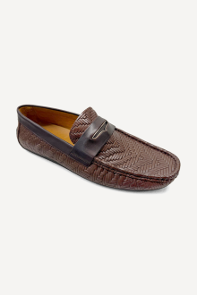 Mocasini din piele naturală cu imprimeu SG-6668-maro