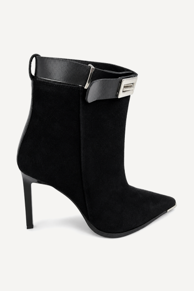 Botine cu toc înalt din piele întoarsă ADL-332-27-negru