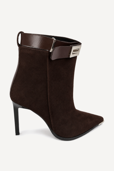 Botine cu toc înalt din piele întoarsă ADL-332-27-maro