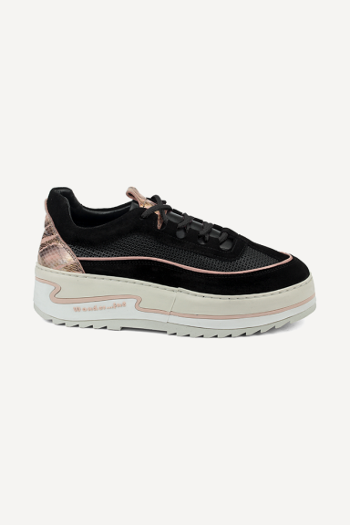 Pantofi sport din piele și piele întoarsă ARG-26500-negru-roz