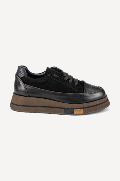 Pantofi sport din piele cu imprimeu ARG-2742-negru