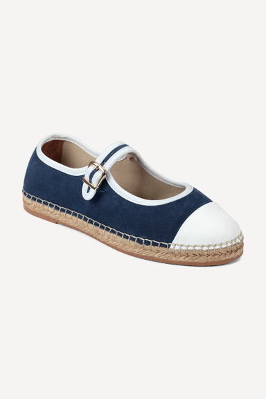 Espadrile din piele întoarsă naturală și piele ART-2606-albastru-alb