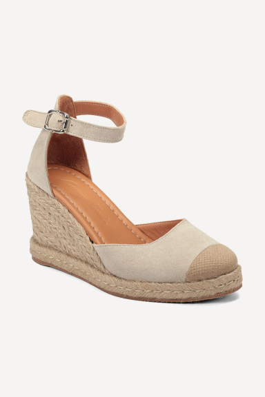 Espadrile din piele întoarsă cu platformă ART-2612-bej