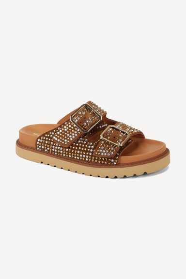 Papuci din piele întoarsă cu pietre decorative ART-45-107