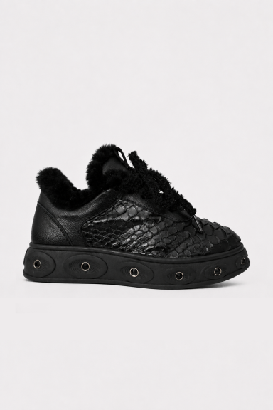 Pantofi sport din piele ESL-2766-negru