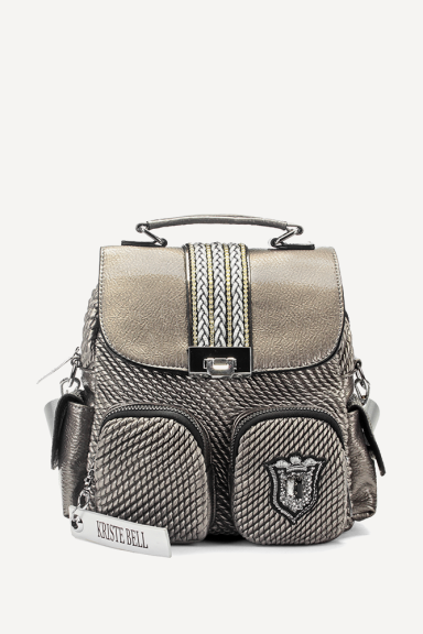 Rucsac din imitație de piele și piele lăcuită KB-27109-argintiu