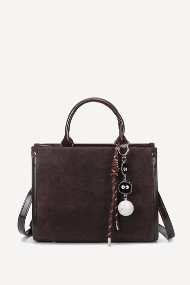 Geantă din imitație de piele întoarsă KB-7458-maro