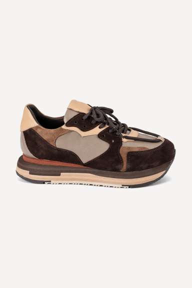 Pantofi sport din piele întoarsă și piele MGZ-05-2752-bej-maro