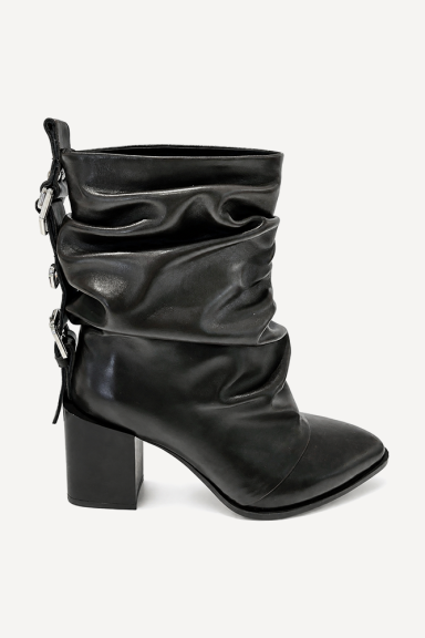 Botine din piele naturală cu toc mediu MGZ-13-7034 