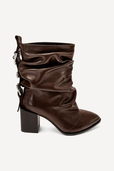 Botine din piele naturală cu toc mediu MGZ-13-7034 