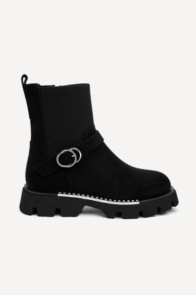 Ghete din piele întoarsă naturală MGZ-153-4599-Negru