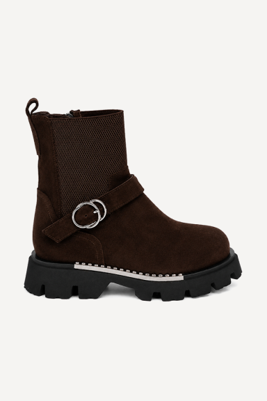 Ghete din piele întoarsă naturală MGZ-153-4599-Maro