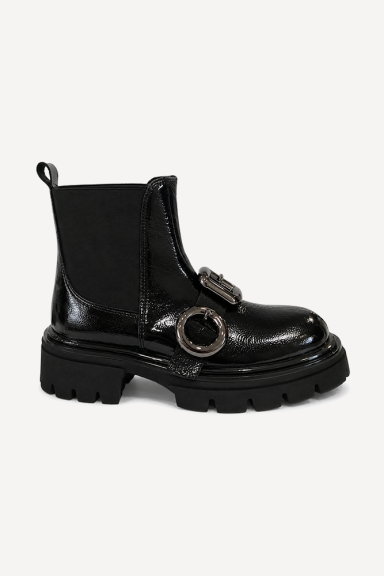 Ghete din piele naturală lăcuită MGZ-172-8666-Negru