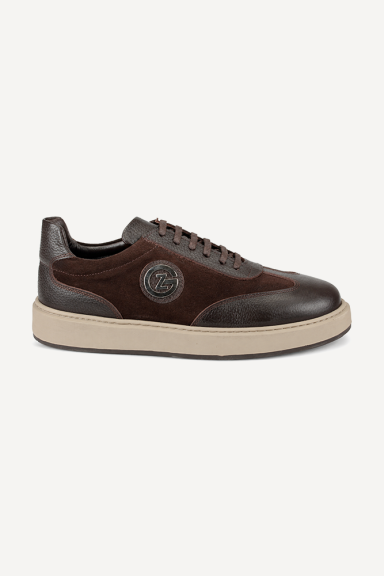Pantofi sport din piele naturală și piele întoarsă MGZ-284-64264-maro