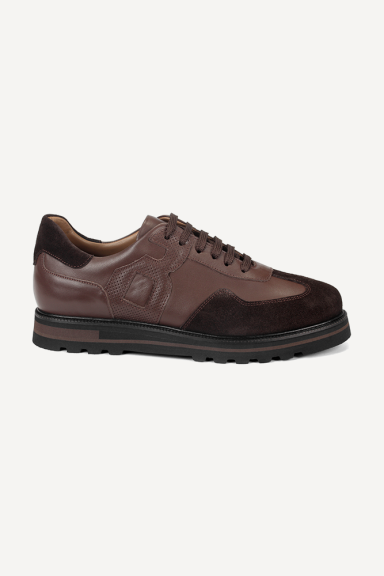 Pantofi sport din piele și piele întoarsă MGZ-310-193-maro