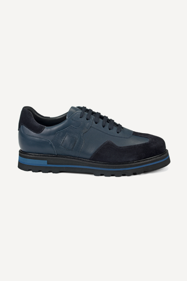Pantofi sport din piele și piele întoarsă MGZ-310-193-albastru