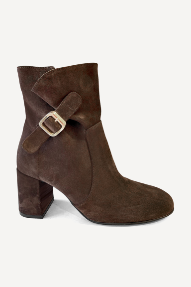 Botine din piele întoarsă cu toc mediu MGZ-33-7469-maro