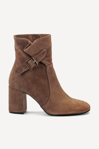 Botine din piele întoarsă cu toc mediu MGZ-33-7469-camel