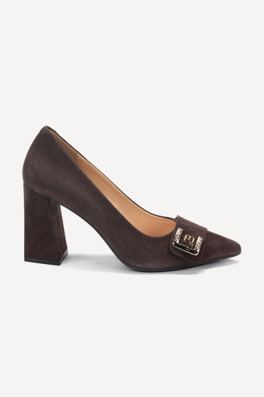 Pantofi cu toc mediu din piele întoarsă MGZ-330-2981