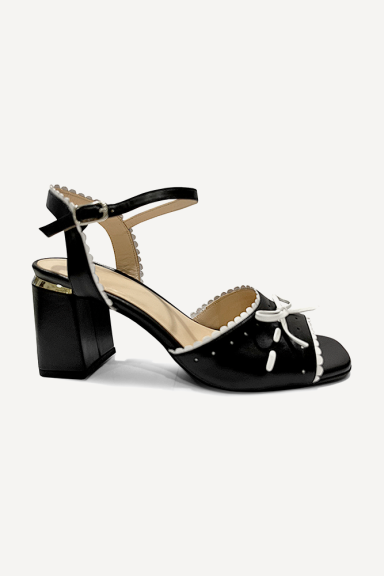 Sandale din piele cu toc înalt MGZ-330-3114-negru-alb